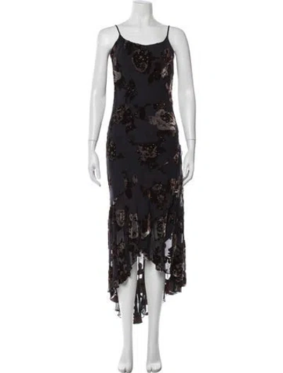 Pre-owned Lillie Rubin Floral Print Long Dress In Multi