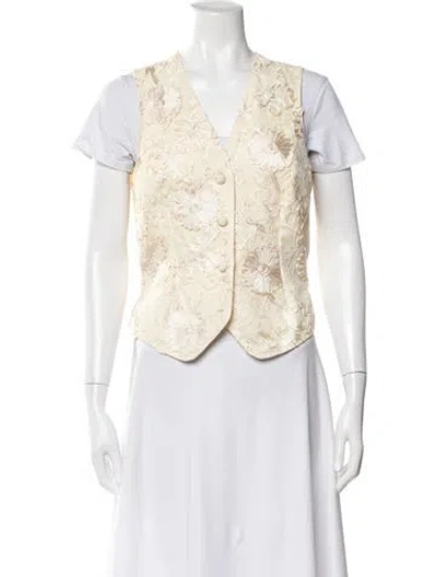 Pre-owned Lillie Rubin Floral Print Vest In Neutral