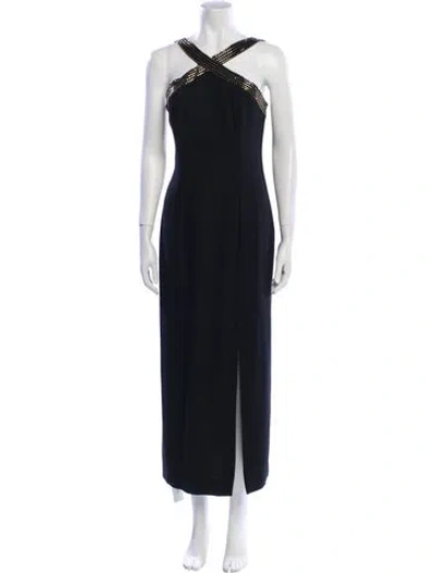 Pre-owned Lillie Rubin Halterneck Long Dress In Black