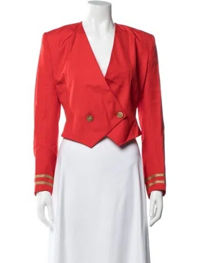 Pre-owned Lillie Rubin Linen Blazer In Red