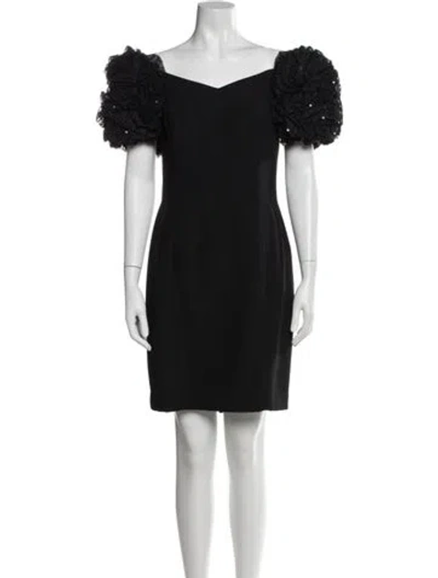 Pre-owned Lillie Rubin Off-the-shoulder Mini Dress In Black