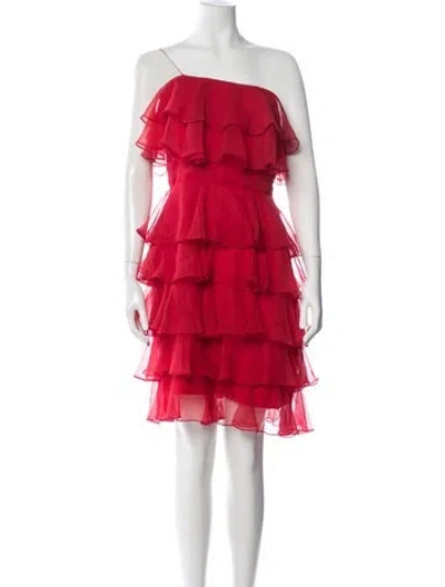 Pre-owned Lillie Rubin One-shoulder Mini Dress In Red