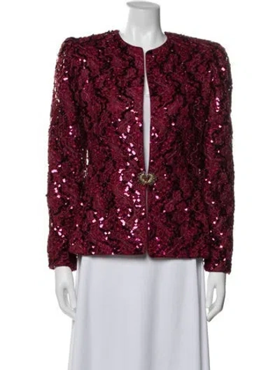 Pre-owned Lillie Rubin Patterned Evening Jacket In Red
