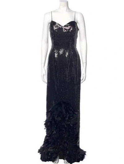 Pre-owned Lillie Rubin Patterned Long Dress In Blue