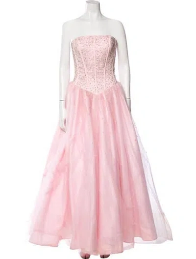 Pre-owned Lillie Rubin Patterned Long Dress In Pink