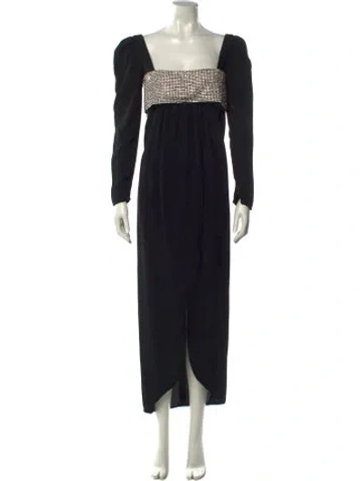 Pre-owned Lillie Rubin Printed Long Dress In Black