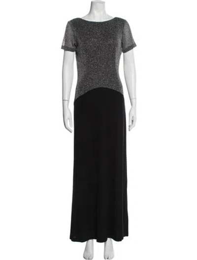 Pre-owned Lillie Rubin Printed Long Dress In Black
