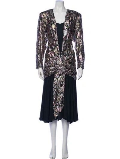 Pre-owned Lillie Rubin Printed Long Dress In Green