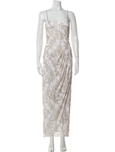 Pre-owned Lillie Rubin Printed Long Dress In Neutral