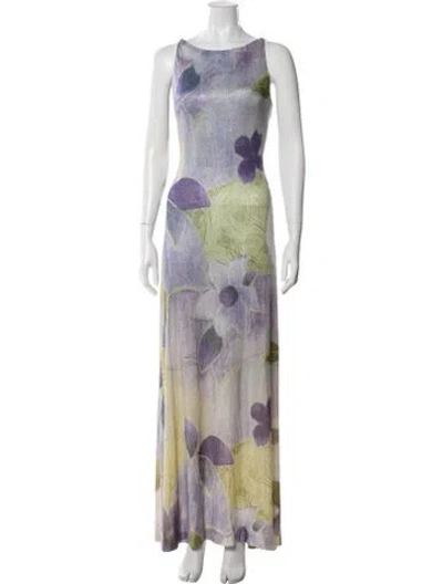 Pre-owned Lillie Rubin Printed Long Dress In Purple