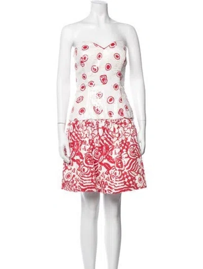 Pre-owned Lillie Rubin Printed Mini Dress In White