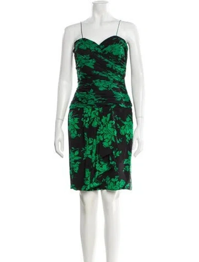 Pre-owned Lillie Rubin Silk Knee-length Dress In Green
