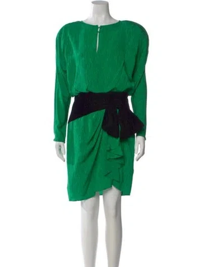 Pre-owned Lillie Rubin Silk Knee-length Dress In Green