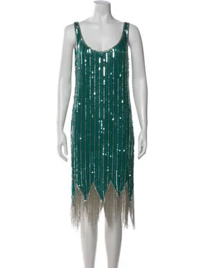 Pre-owned Lillie Rubin Silk Knee-length Dress In Green