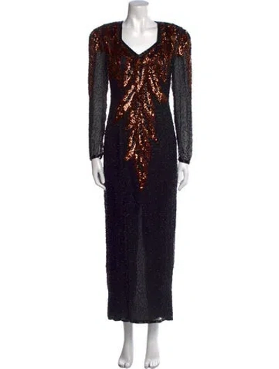 Pre-owned Lillie Rubin Silk Long Dress In Black