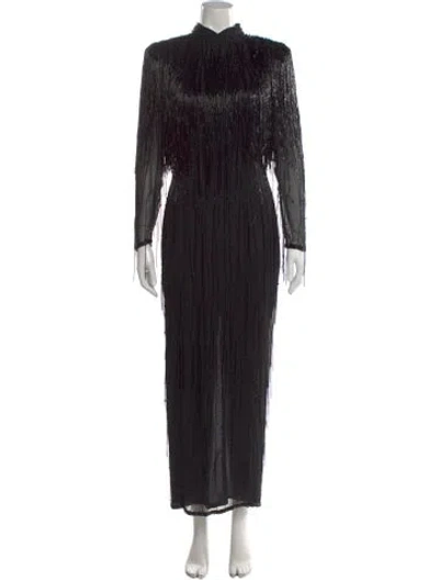 Pre-owned Lillie Rubin Silk Long Dress In Black