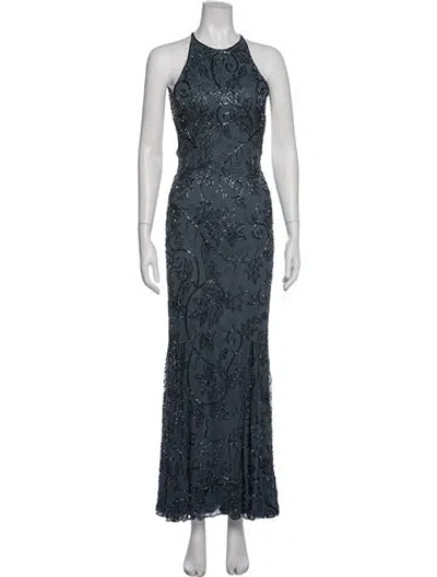 Pre-owned Lillie Rubin Silk Long Dress In Blue