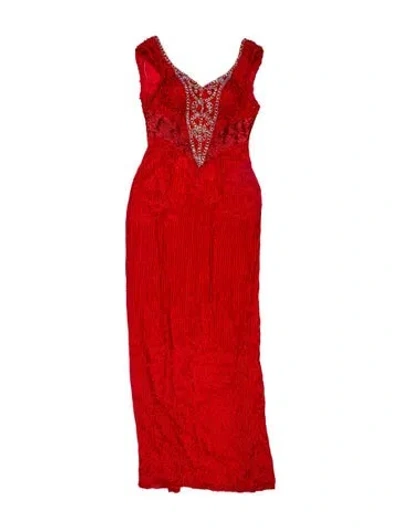 Pre-owned Lillie Rubin Silk Long Dress In Red