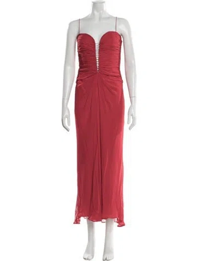 Pre-owned Lillie Rubin Silk Long Dress In Red