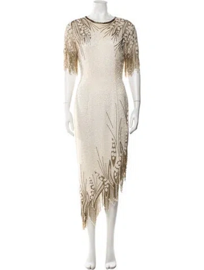 Pre-owned Lillie Rubin Silk Midi Length Dress In Neutral
