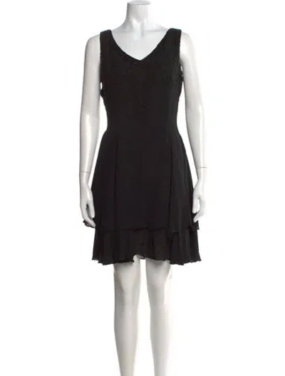 Pre-owned Lillie Rubin Silk Mini Dress In Black
