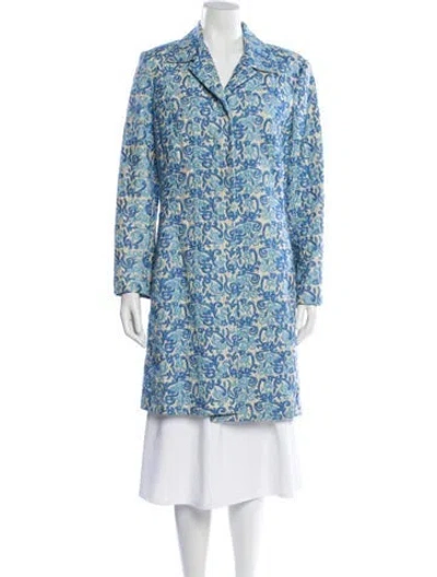 Pre-owned Lillie Rubin Silk Patterned Coat In Blue