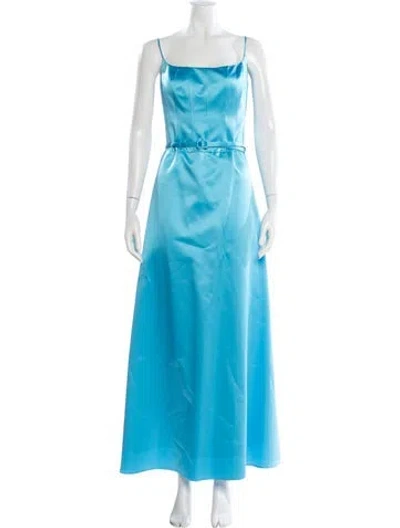 Pre-owned Lillie Rubin Square Neckline Long Dress In Blue