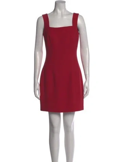 Pre-owned Lillie Rubin Square Neckline Mini Dress In Red