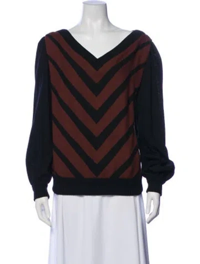 Pre-owned Lillie Rubin Striped V-neck Sweater In Multi