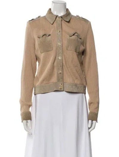 Pre-owned Lillie Rubin Suede Denim Jacket In Neutral