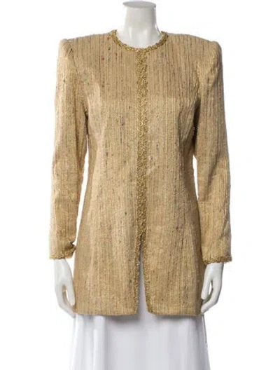 Pre-owned Lillie Rubin Tweed Pattern Evening Jacket In Neutral
