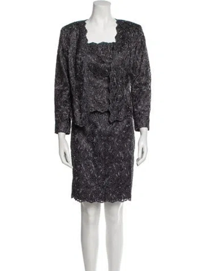 Pre-owned Lillie Rubin Vintage 1980's Skirt Set In Gray