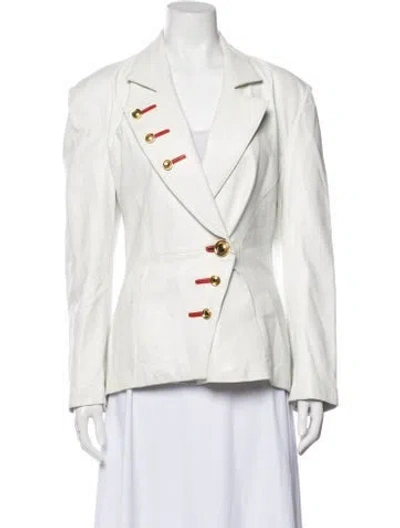 Pre-owned Lillie Rubin Vintage Leather Blazer In White