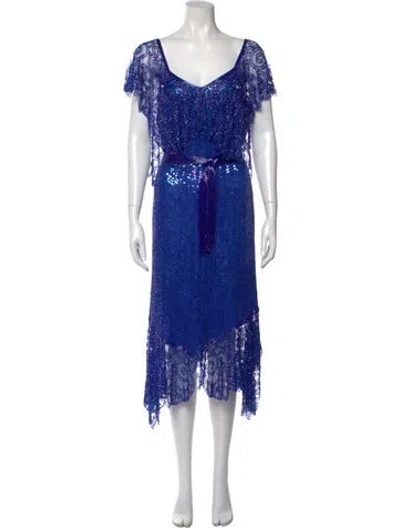 Pre-owned Lillie Rubin Vintage Long Dress In Blue