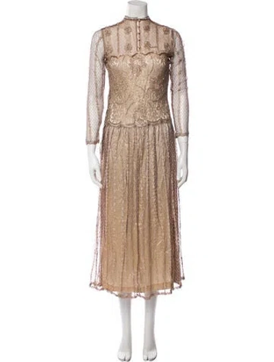 Pre-owned Lillie Rubin Vintage Long Dress In Neutral