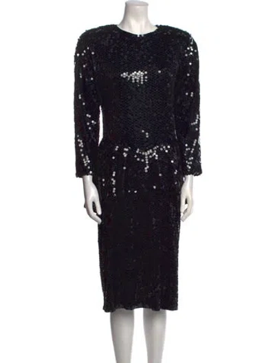 Pre-owned Lillie Rubin Vintage Midi Length Dress In Black