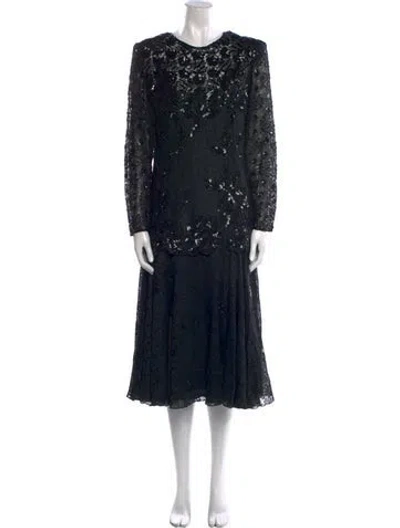 Pre-owned Lillie Rubin Vintage Midi Length Dress In Black