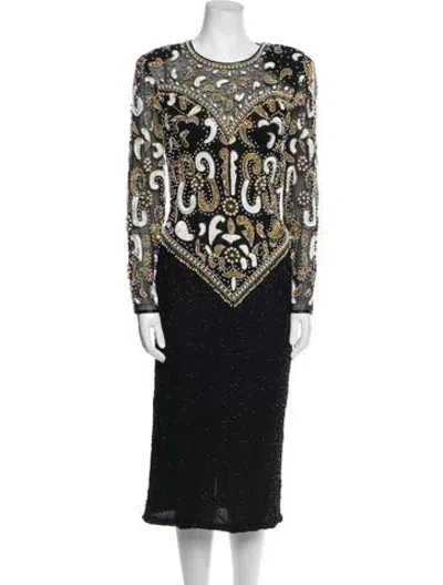 Pre-owned Lillie Rubin Vintage Midi Length Dress In Black
