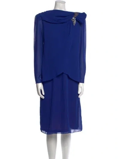 Pre-owned Lillie Rubin Vintage Midi Length Dress In Blue