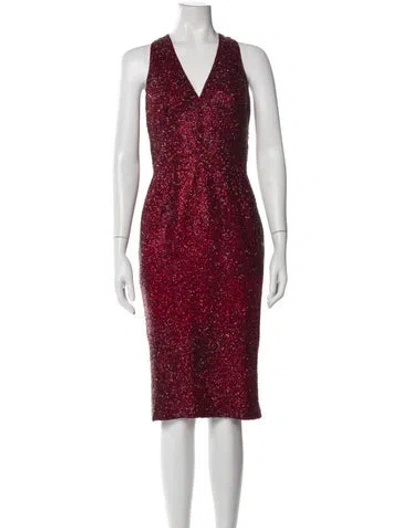 Pre-owned Lillie Rubin Vintage Midi Length Dress In Red