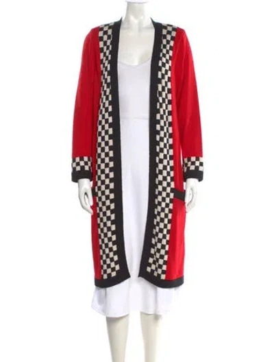 Pre-owned Lillie Rubin Vintage Plaid Print Sweater In Red