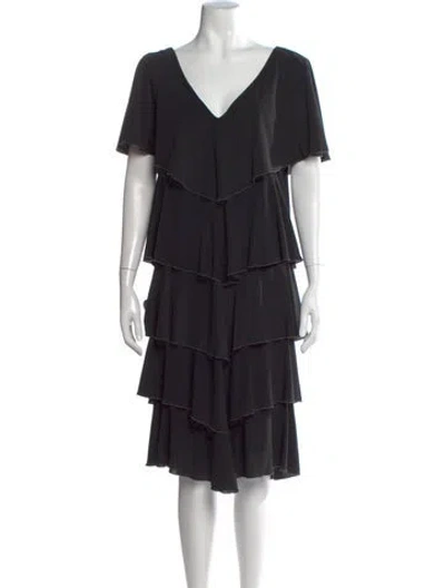 Pre-owned Lillie Rubin V-neck Knee-length Dress In Black