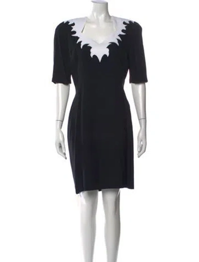 Pre-owned Lillie Rubin V-neck Knee-length Dress In Black
