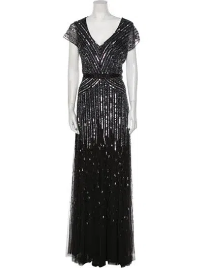 Pre-owned Lillie Rubin V-neck Long Dress In Black