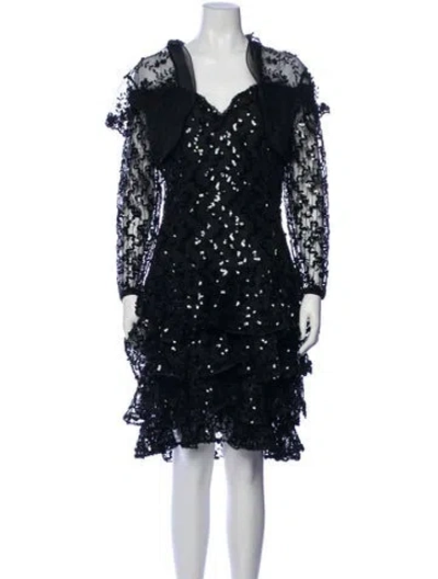 Pre-owned Lillie Rubin V-neck Mini Dress In Green