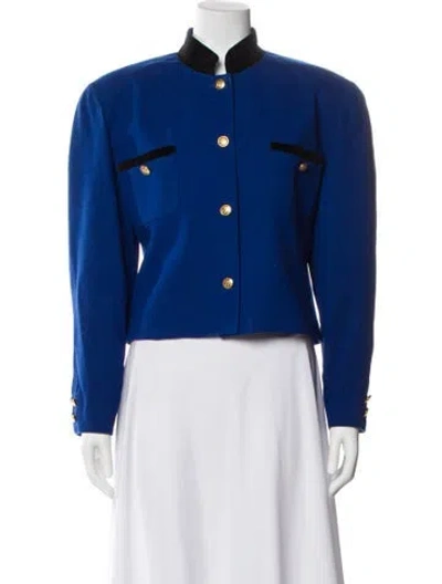 Pre-owned Lillie Rubin Wool Bomber Jacket In Blue