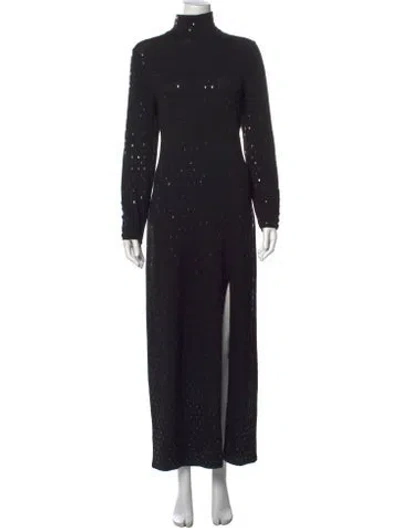 Pre-owned Lillie Rubin Wool Long Dress In Black