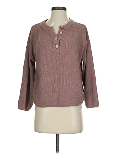 Pre-owned Lillusory 3/4 Sleeve Top Brown Crew Neck Tops
