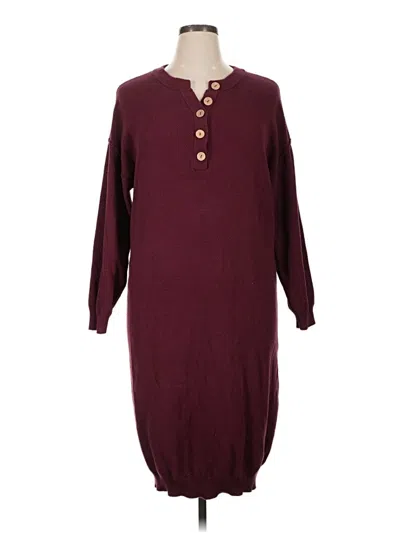 Pre-owned Lillusory Casual Dress In Burgundy