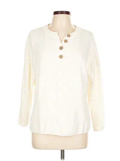 Pre-owned Lillusory Long Sleeve Blouse In White